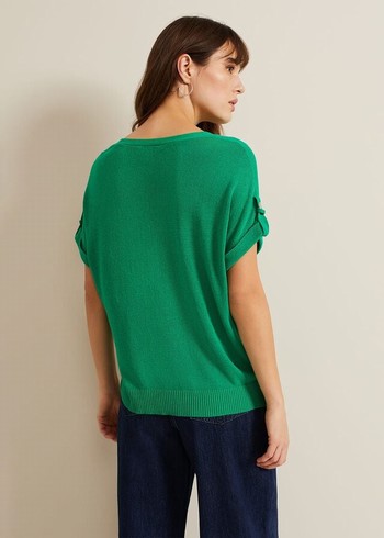 Phase Eight Laura Linen Metal Button Tab Knitwear Green Canada | HDCQBG-479